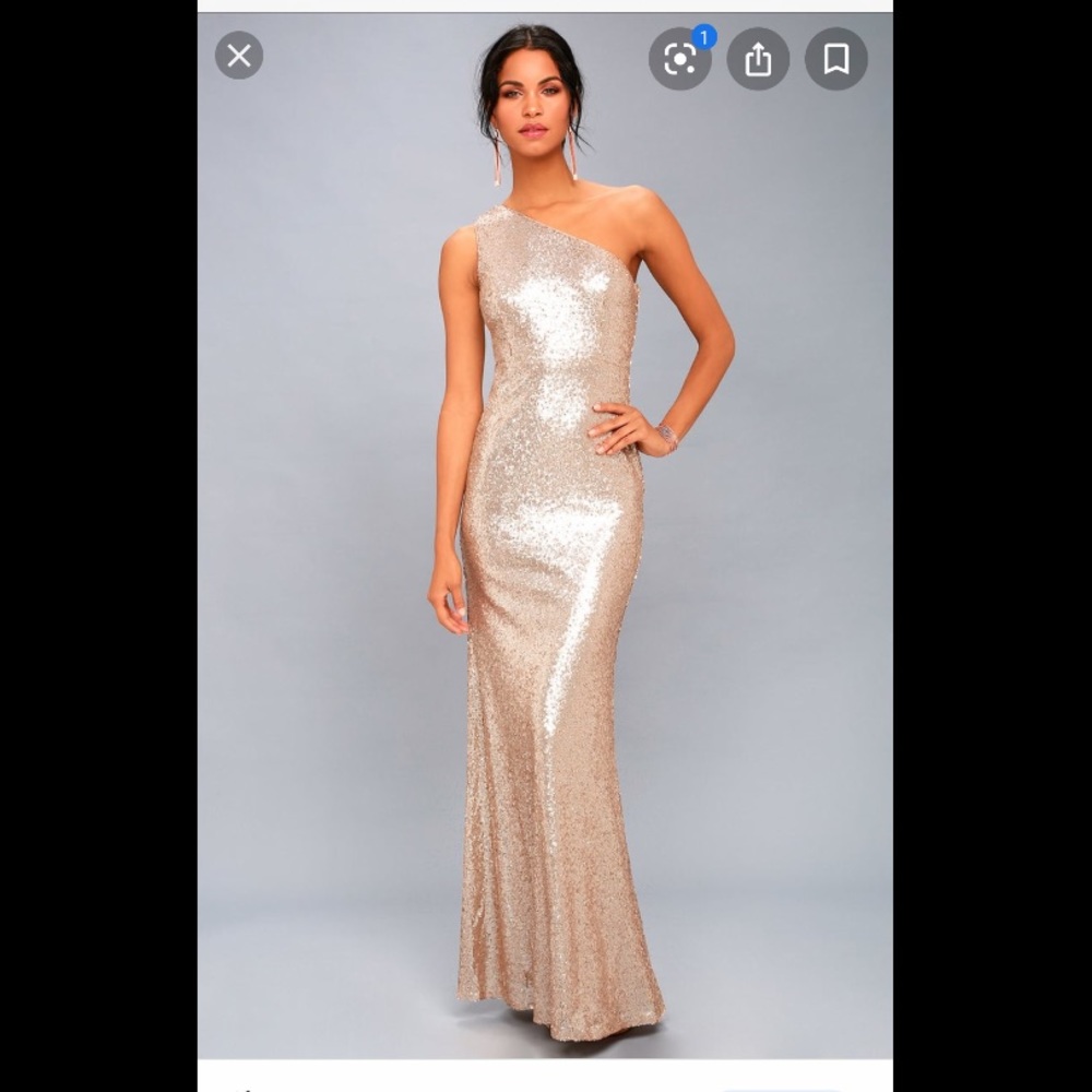 Lulus One Shoulder Matte Rose Gold Dress